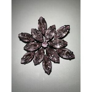 Pink Marquise Faux Stone Starburst Brooch Black Metal romantic chic J-01-43